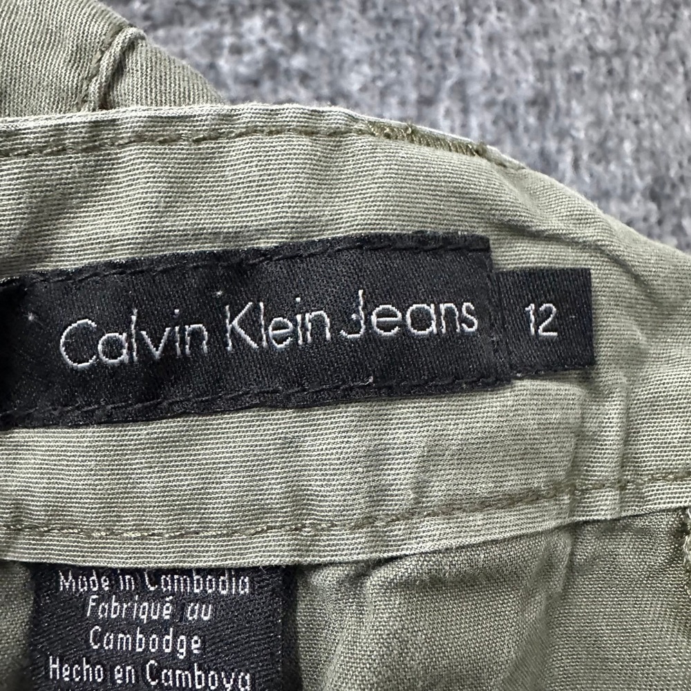 Calvin Klein Jeans Cargo Pants Womens Size 12 Olive Green Cotton Utility Casual - Picture 6 of 9